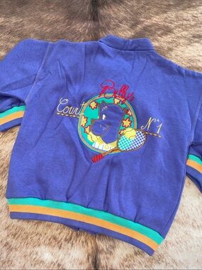Vintage Billy Kids Cardigan Jacket Size 4 Purple Embroidered Tennis